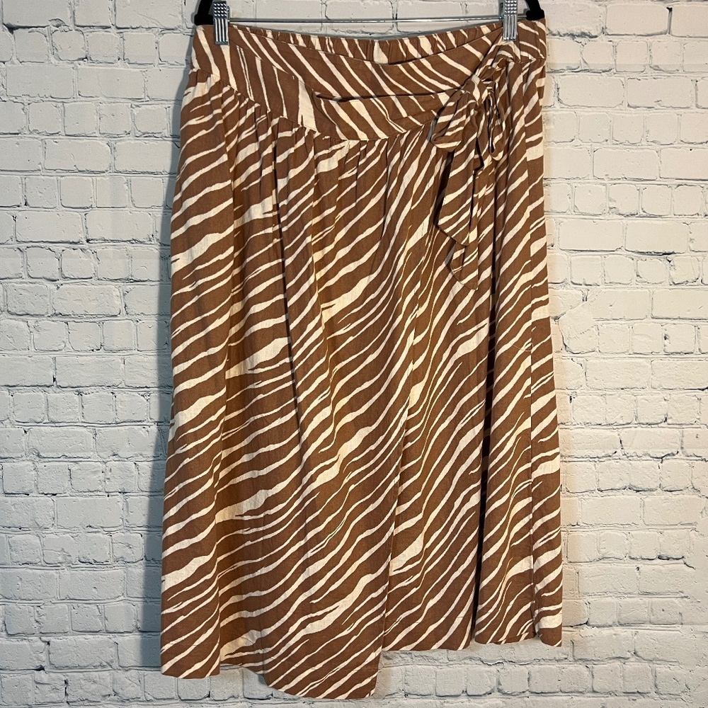 Printed Wrap Midi Skirt